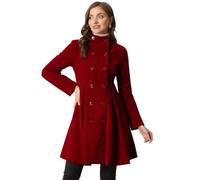 Allegra K Women Christmas Velvet Steampunk A-Line Double Breasted Coat | Pockets. Mid-Length. Slightly Stretchy. Coffee Shop, Work, Office, Shopping, Weekend Gathering, Business