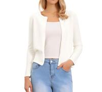 Allegra K Women Elegant Knit Long Sleeve Open Front Cardigan White