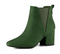 Allegra K Women Faux Suede Pointed Toe Block Heel Ankle Chelsea Boots | ABS outsole. 2 3/8 inches heel. Office, Interview, Party, Casual, Christmas Days, Dating, Evening