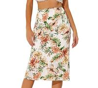 Allegra K Women Floral Chiffon High Waist Midi Elastic Back Pencil Skirt | Curve-hugging fit. Zip closure. Office, holiday, dating. Comfortable stretch. Floral pattern. High waist.