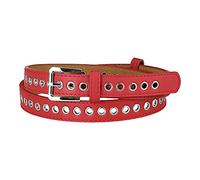 Allegra K Women Grommet PU Leather Belt Metal Pin Buckle Skinny Plus Size Waist Belts for Jeans Dress Red Fit waist up to 104cm/41