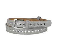 Allegra K Women Grommet PU Leather Belt Metal Pin Buckle Skinny Plus Size Waist Belts for Jeans Dress Gray Fit waist up to 104cm/41