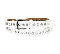 Allegra K Women Grommet PU Leather Belt Metal Pin Buckle Skinny Plus Size Waist Belts for Jeans Dress White Fit waist up to 104cm/41