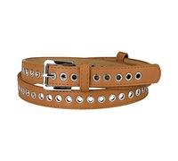 Allegra K Women Grommet PU Leather Belt Metal Pin Buckle Skinny Plus Size Waist Belts for Jeans Dress Brown Fit waist up to 104cm/41