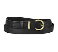 Allegra K Women PU Leather Belts Bronze Metal Pin Buckle Thin Waist Belts for Jeans Dress Black Fit waist 80-96cm/31.5-37.8"