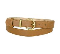 Allegra K Women PU Leather Belts Bronze Metal Pin Buckle Thin Waist Belts for Jeans Dress Brown Fit waist 80-96cm/31.5-37.8"