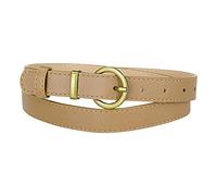 Allegra K Women PU Leather Belts Bronze Metal Pin Buckle Thin Waist Belts for Jeans Dress Camel Fit waist 80-96cm/31.5-37.8"