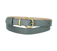 Allegra K Women PU Leather Belts Bronze Metal Pin Buckle Thin Waist Belts for Jeans Dress Gray Green Fit waist 80-96cm/31.5-37.8"