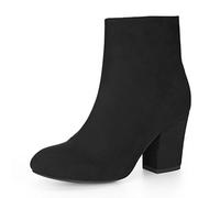 Allegra K Women Round Toe Side Zipper Block Heel Ankle Boots Black 6 UK/Label Size 8 US
