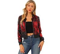 Allegra K Women Sequin Bomber Jackets Halloween Shiny Party Disco Outfit