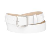 Allegra K Women Square Pin Buckle Belt Soft Wide Leather Waist Belt for Casual Dresses Jeans Pants White,Silvery buckle 106cm/41.7"