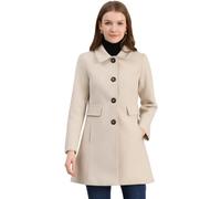 Allegra K Women Winter Classic Vintage Peter Pan Collar Peacoat Overcoat