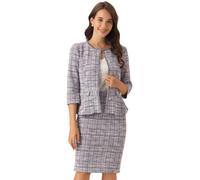 Allegra K Women's 2 Piece Tweed Skirt Set Suit Jacket Pencil Skirt Elegant Business Suits for Women 2025, Purple, XS