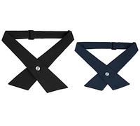 Allegra K Women's Adjustable Size Bowtie School Uniform Pre Tied Criss-Cross Bow Ties 2 Pcs Black, Navy Blue One Size