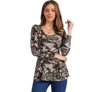 Allegra K Women's Animal Print Ruffled Hem Scoop Neck Casual Peplum Blouse