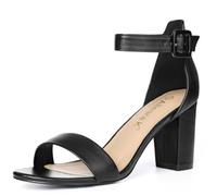 Allegra K Women's Ankle Buckle Strap Dancing Sandals Black 4 UK/Label Size 6 US
