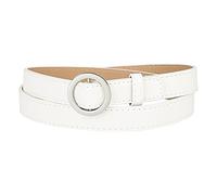 Allegra K Women's Belts O Ring Metal Buckle Plus Size Thin Nonporous Waist Belt for Jeans Dress 0.9 inches Width White Fit waist up to 97cm/38