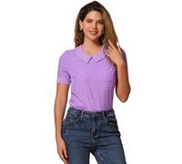 Allegra K Women's Blouse, Polka Dots Blouses, Peter Pan Collar Vintage Tops Light Purple M