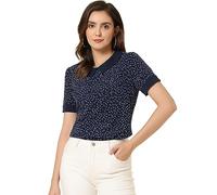 Allegra K Women's Blouse, Polka Dots Blouses, Peter Pan Collar Vintage Tops Navy Blue XL