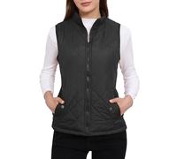 Allegra K Women's Body Warmer Stand Collar Lightweight Quilted Zip Jacket Gilet Black S