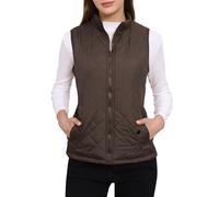 Allegra K Women's Body Warmer Stand Collar Lightweight Quilted Zip Jacket Gilet Brown S