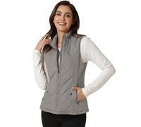 Allegra K Women's Body Warmer Stand Collar Lightweight Quilted Zip Jacket Gilet Gray XL
