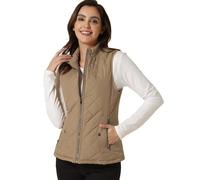 Allegra K Women's St. Patrick's Day Costumes Body Warmer Stand Collar Lightweight Quilted Zip Jacket Gilet Khaki L
