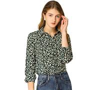 Allegra K Women's Button Down Shirt Work Office Long Sleeve Floral Blouse | Button Down Shirt, Work Office, Business Casual, Long Sleeve, Point Collar, Ditsy Floral Blouse
