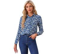 Allegra K Women's Button Down Shirt Work Office Long Sleeve Floral Blouse | Button Down Shirt, Work Office, Business Casual, Long Sleeve, Point Collar, Ditsy Floral Blouse