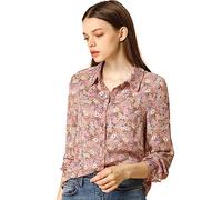 Allegra K Women's Button Down Shirt Work Office Long Sleeve Floral Blouse | Button Down Shirt, Work Office, Business Casual, Long Sleeve, Point Collar, Ditsy Floral Blouse