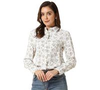 Allegra K Women's Button Down Shirt Work Office Long Sleeve Floral Blouse | Button Down Shirt, Work Office, Business Casual, Long Sleeve, Point Collar, Ditsy Floral Blouse