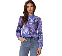 Allegra K Women's Button Down Shirt Work Office Long Sleeve Floral Blouse | Button Down Shirt, Work Office, Business Casual, Long Sleeve, Point Collar, Ditsy Floral Blouse