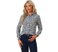 Allegra K Women's Button Down Shirt Work Office Long Sleeve Floral Blouse | Button Down Shirt, Work Office, Business Casual, Long Sleeve, Point Collar, Ditsy Floral Blouse