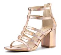 Allegra K Women's Cage Strappy Gladiators Chunky Heels Sandals Gradient Rose Gold 5 UK/Label Size 7 US