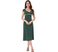 Allegra K Women's Cap Sleeve Casual Classic Summer Midi Polka Dot Dresses Dark Green S