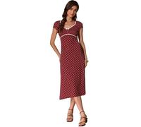 Allegra K Women's Cap Sleeve Casual Classic Summer Midi Polka Dot Dresses Wine Red L