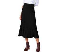 Allegra K Women's Casual Vintage High Waist A Line Knit Midi Skirts Black M