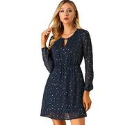 Allegra K Women's Choker V Neck Gilding Metallic Star Halloween Party Flared A-Line Dress, Dark Blue, XXL