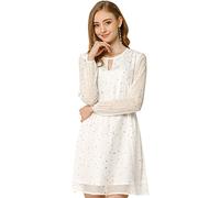 Allegra K Women's Choker V Neck Gilding Metallic Star Halloween Party Flared A-Line Dress, White, M