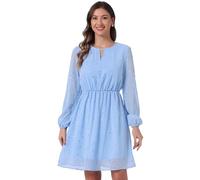 Allegra K Women's Christmas Choker V Neck Gilding Metallic Star Party Flared A-Line Dress X-Large Sky Blue