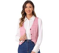 Allegra K Women's Christmas Waistcoat Steampunk Dressy Sleeveless Jacket Versatile Racerback Suit Vests Medium Pink