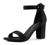 Allegra K Women's Chunky High Heel Ankle Buckle Strap Sandals Black 3.5 UK/Label Size 5.5 US