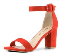 Allegra K Women's Chunky High Heel Ankle Buckle Strap Sandals Orange 6.5 UK/Label Size 8.5 US