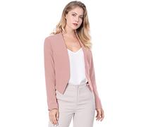 Allegra K Women's Collarless Work Office Business Casual Cropped Blazer Jacket Pink L-16