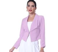 Allegra K Women's Crop Blazer Shawl Lapel Long Sleeve Open Front Suit Jacket Light Purple M