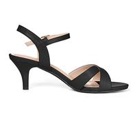 Allegra K Women's Cross Straps Kitten Heel Sandals Black 6 UK/Label Size 8 US