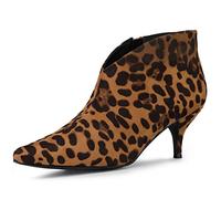 Allegra K Women's Cutout Pointy Toe Stiletto Heels Ankle Booties Leopard 5 UK/Label Size 7 US