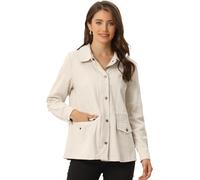 Allegra K Women's Drawstring Waist Flap Pockets Lightweight Utility Jacket Apricot L