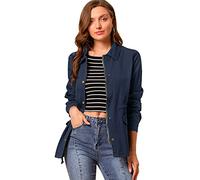 Allegra K Women's Drawstring Waist Flap Pockets Lightweight Utility Jacket Navy Blue XL