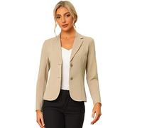 Allegra K Women's Elegant Coats Notched Lapel Double Breasted Short Pea Coat Khaki M